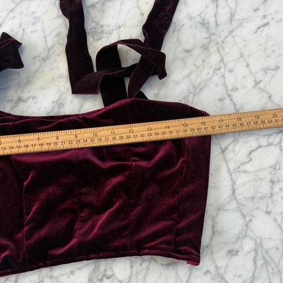 Disturbia Lisette Velour Tie Strap Corset Top - Wine Sz 6 - Picture 6 of 9